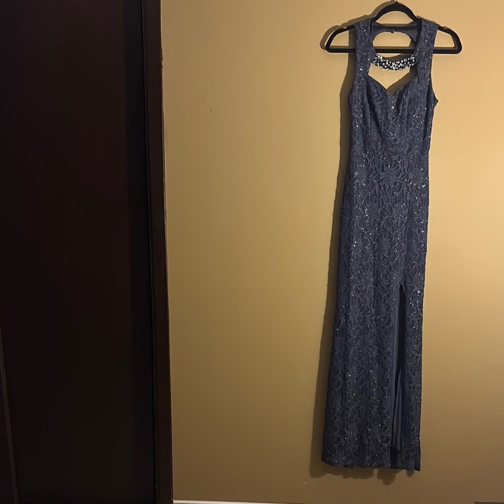 Elegant Blue Halter Backless Gown for Prom